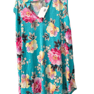 NWT Honeyme Pink and Teal Sleeveless Tank Top